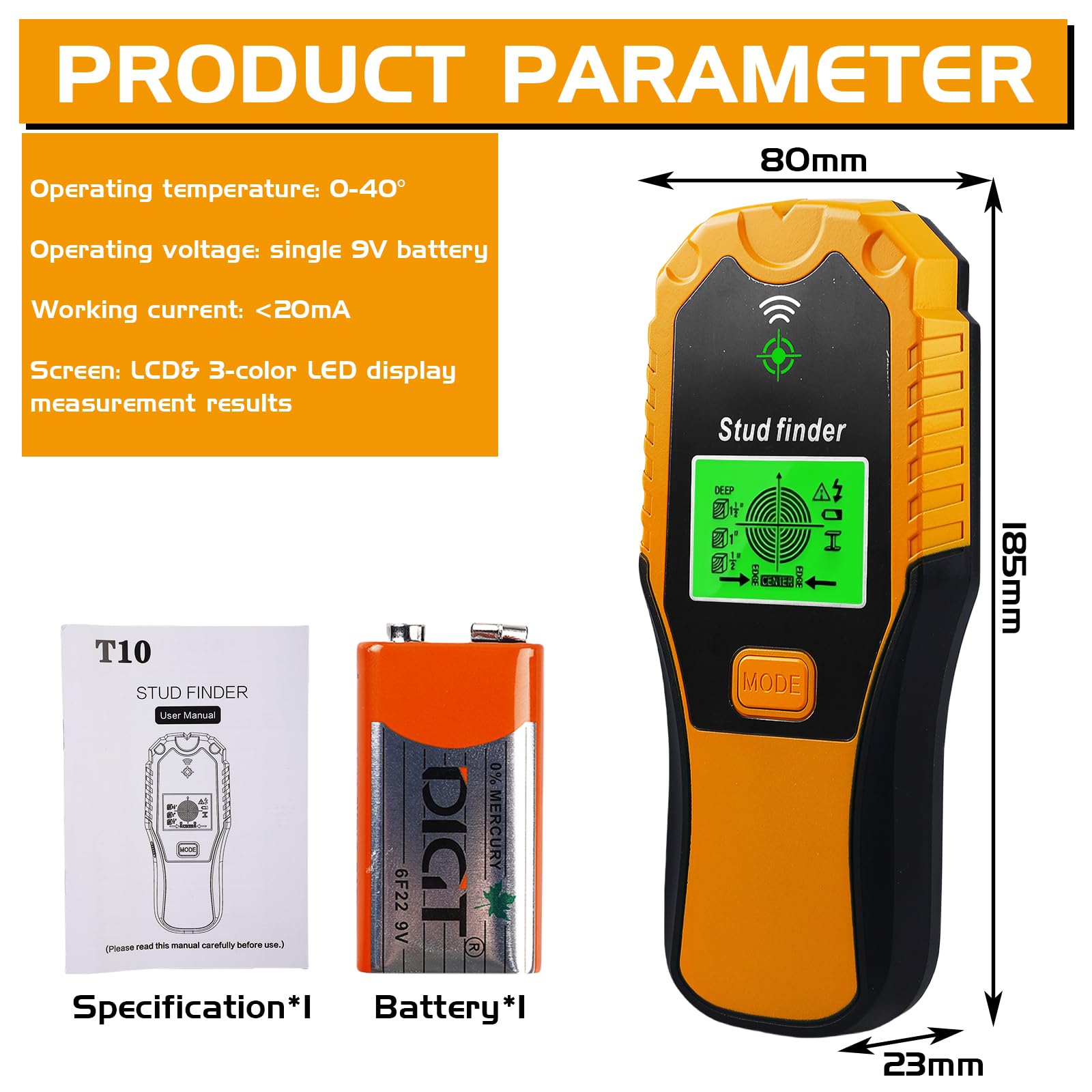 Détecteur Mural, 5 En 1 Détecteur De Métaux, Détecteur De Cable Électrique, Scanner Mural, Professional Localisateur, Détecteur De Montant Avec Ecran Lcd, Pour Bois, Fil Ac, Métal