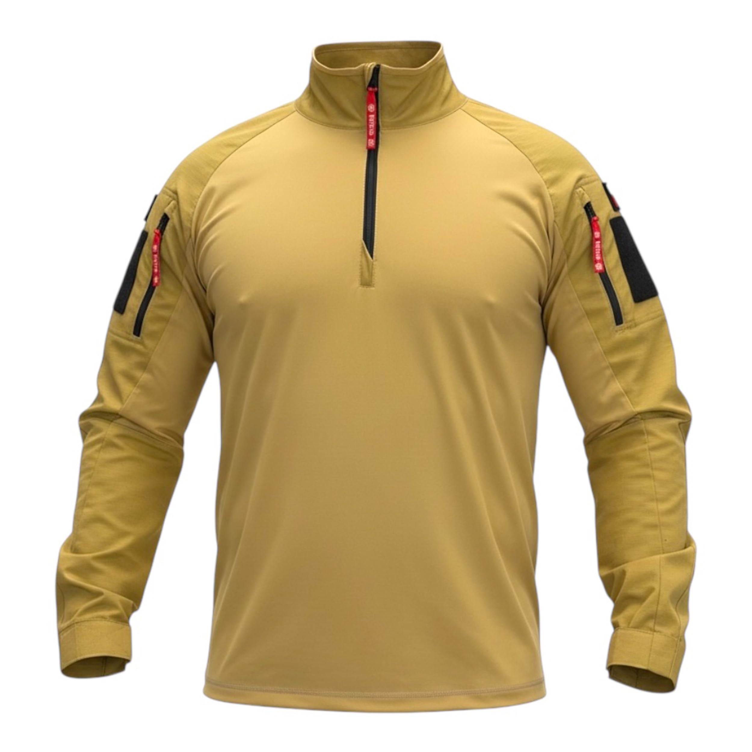 Feuerwehr Shirt Herren Langarm Tactical – Personalisiert Combat Shirt mit Patch, 1/4 Zip & Reißverschlusstaschen