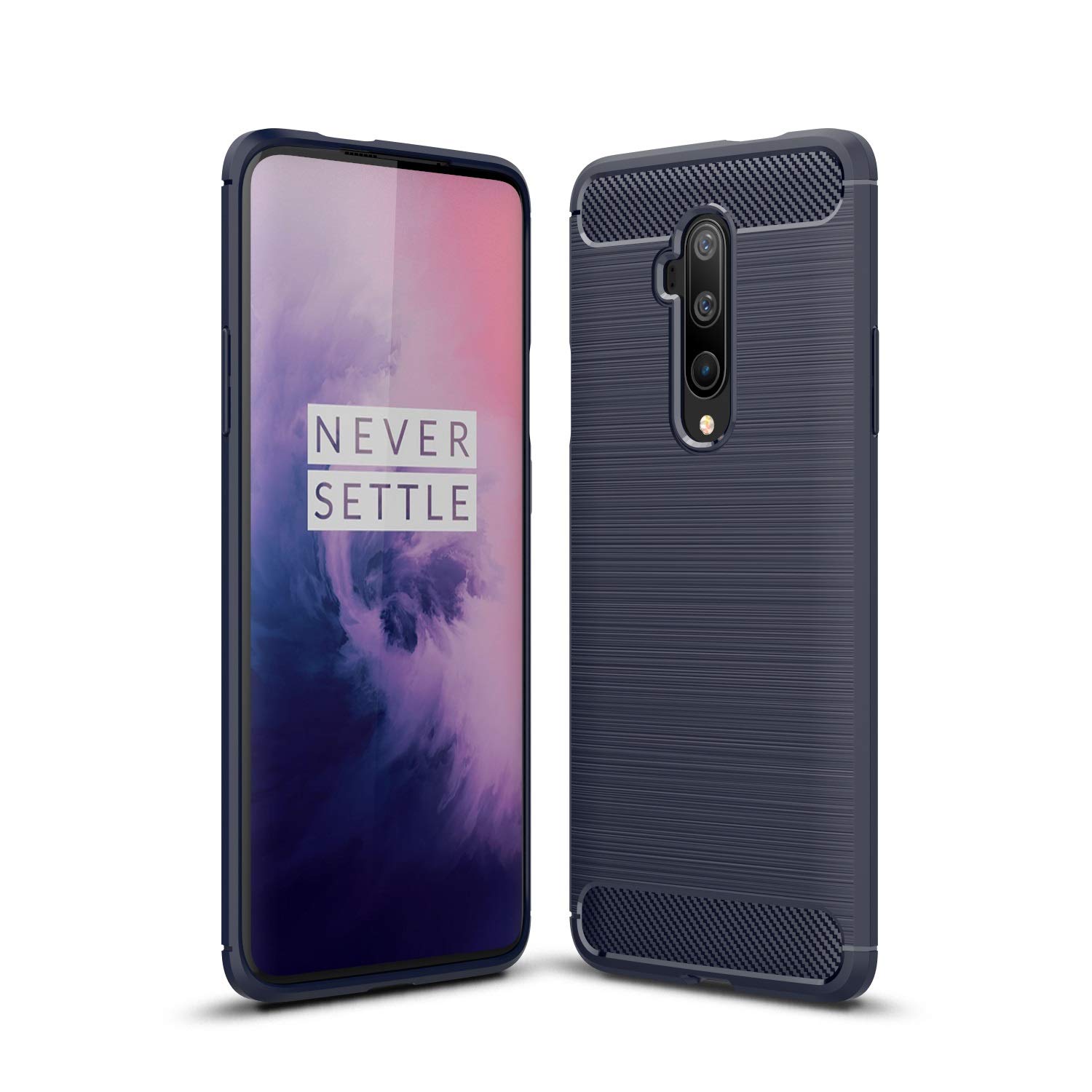 Coque OnePlus 8 au design texture fibre de carbone Etui bleu aux finitions premium