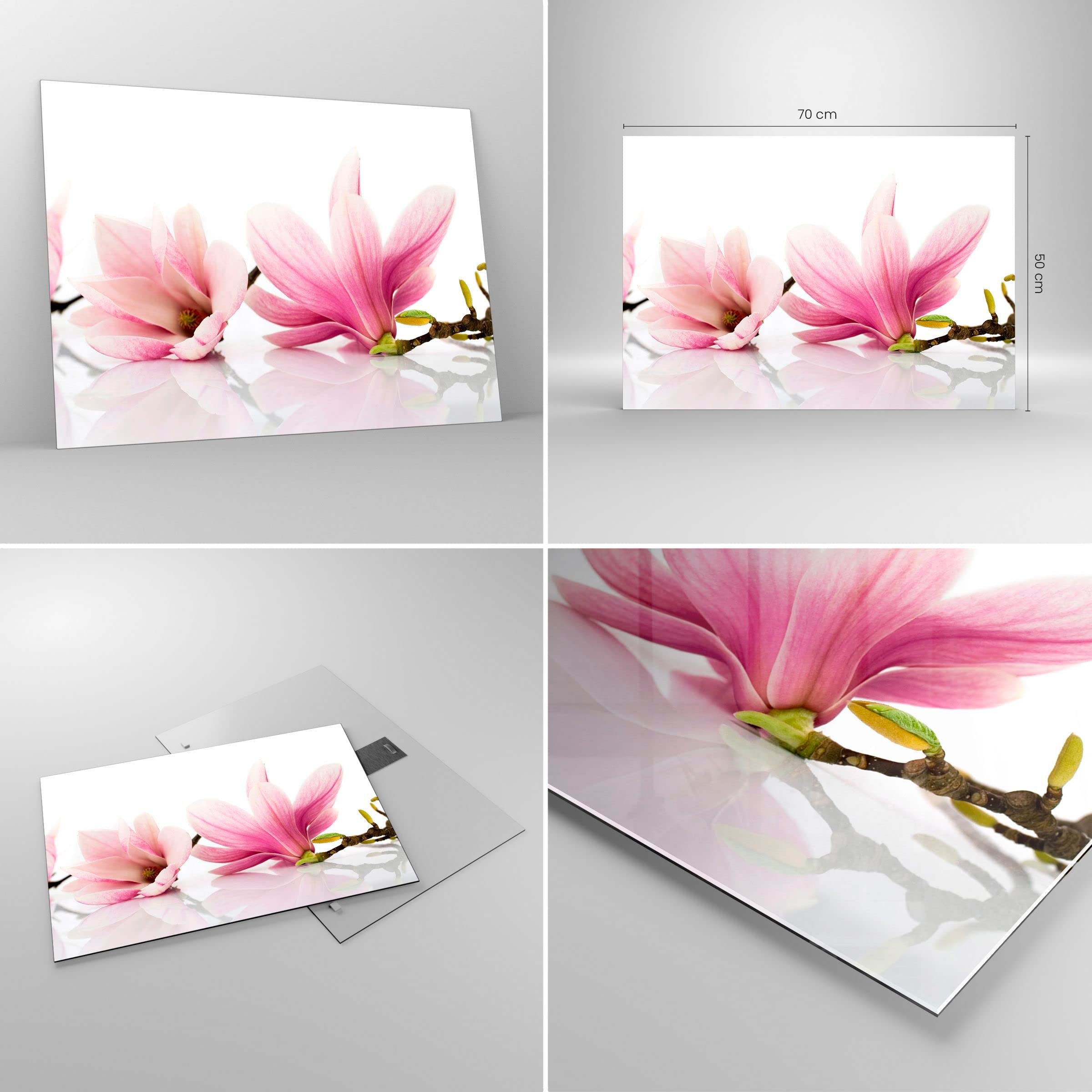 Cuadro sobre Vidrio 70x50cm Moderno Horizontal Botánica Flores - 2641