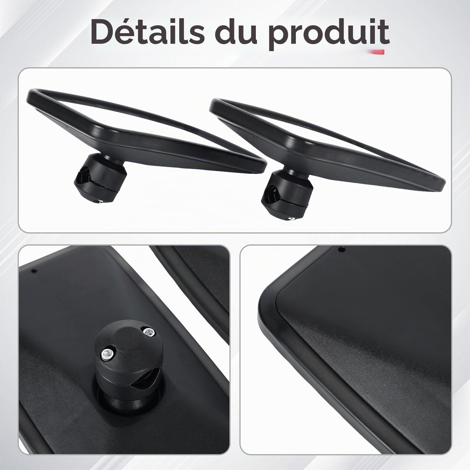 Lot de 2 rétroviseurs universels pour tracteur - 28,5 x 17 cm - En PVC - Avec support de boîtier - Pour tracteur agricole - Pour machines agricoles - Réglables