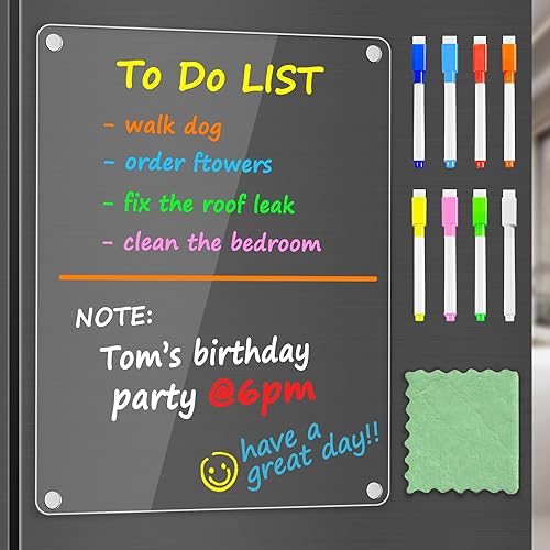 Miniatura 12 de PigPotParty Tabla Magnética de Tareas Acrílica para Niños en el Refrigerador – 9.5"x12" Tablero de Tareas de Borrado en Seco Diario y Semanal con 8