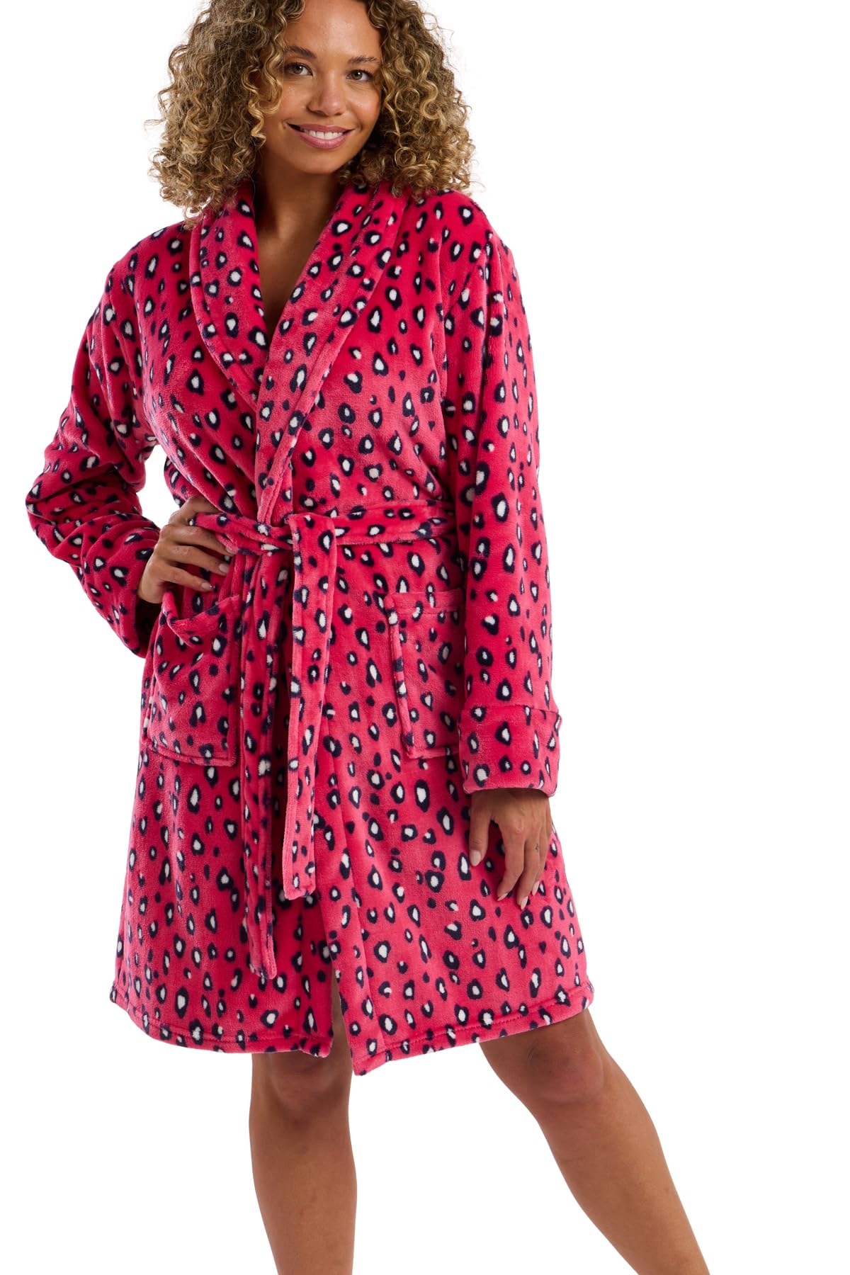 Indigo Sky Tanya-Accappatoio in Pile con Collo A Scialle Ondulato Vestaglia Donna