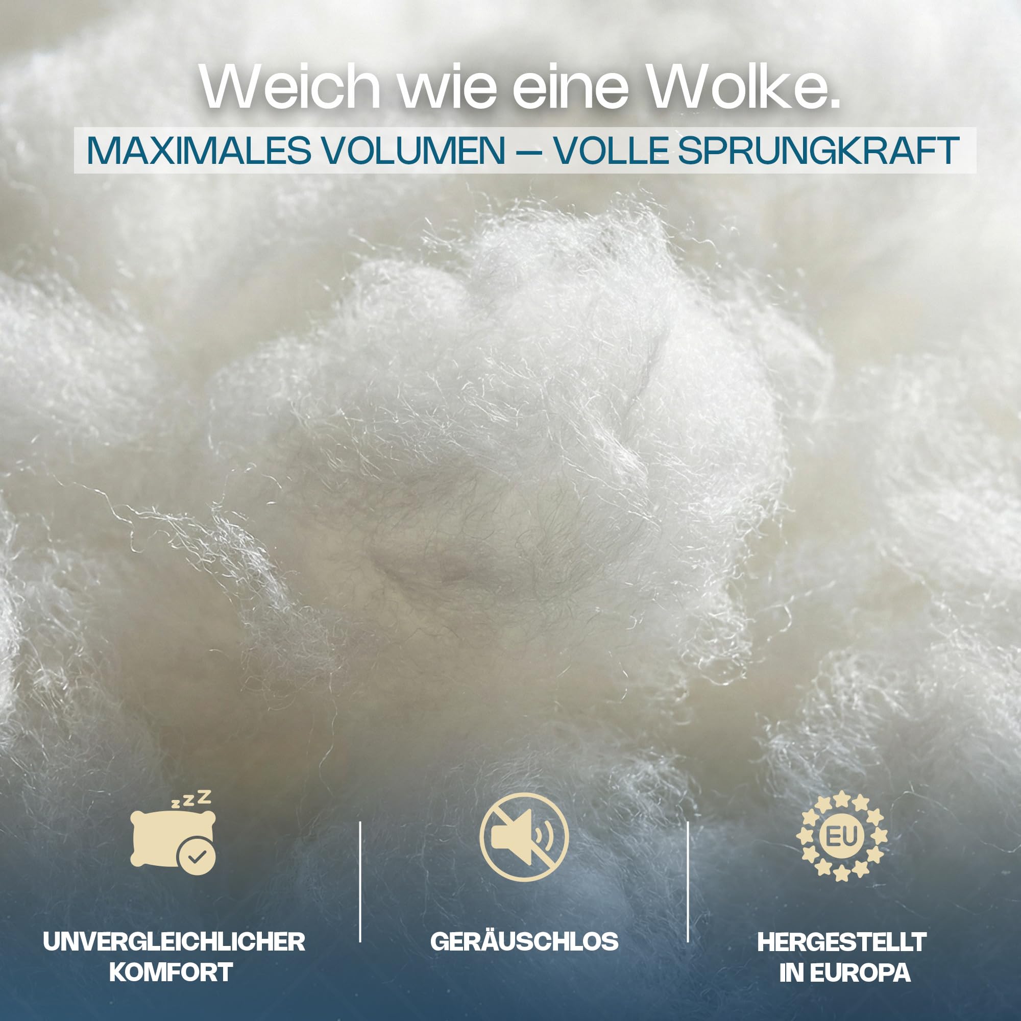 SuperKissen24. Silikon Polyester Watte - hochflauschig Kissenfüllung - Stopfwatte - Füllmaterial für Kissen - Bastelwatte - Füllwatte - 3 KG