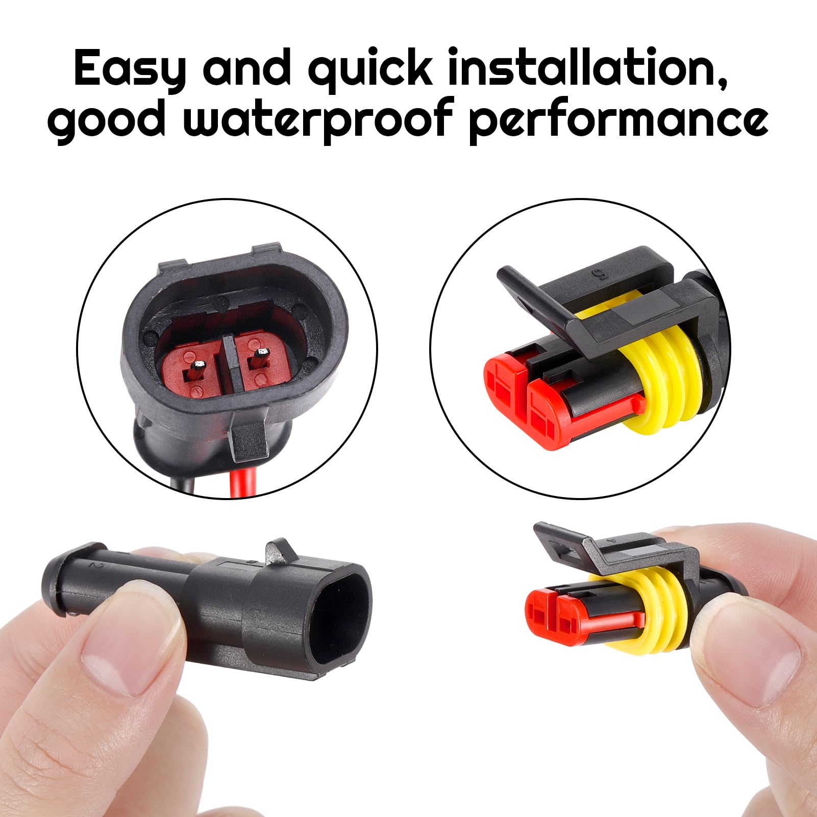 LOMUG 50 Stück Kabelverbinder Wasserdicht, KFZ Stecker 2 Polig