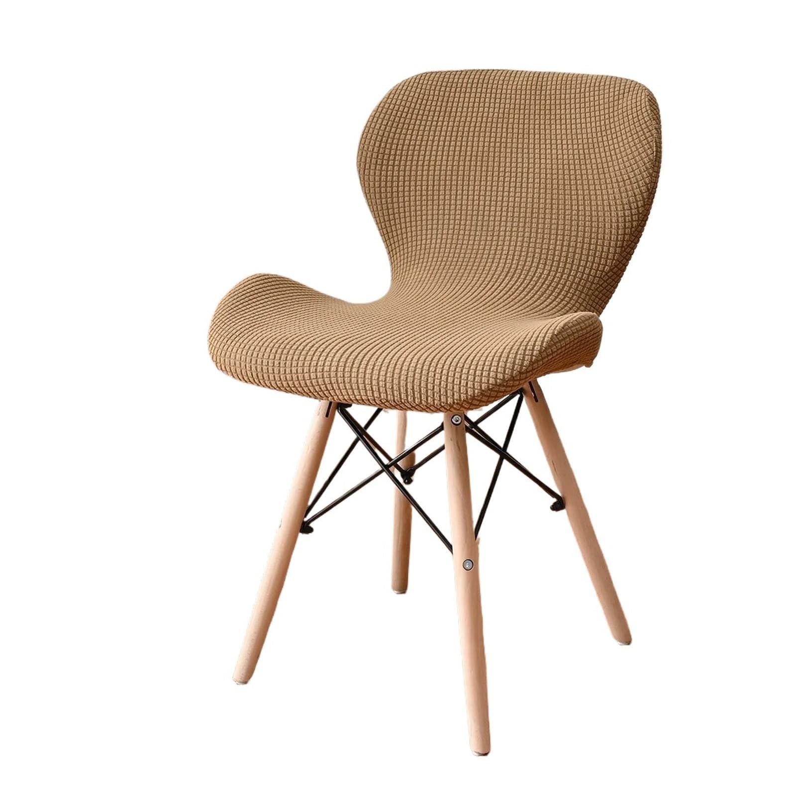 SHBHWS Jacquard Adjustable Shell Chair Cover Dining Room Round Back Streach Home Elastic Luxury Hotel Banquet Stool for Hotel, Banquet(Khaki)