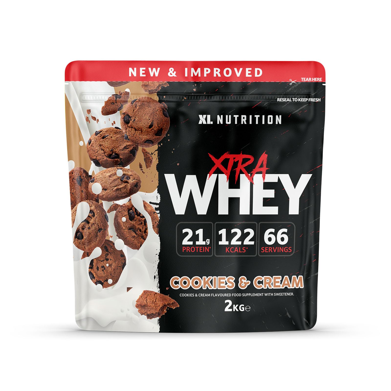 Whey Protein Powder | High Protein, Low Carbohydrates | 67 Servings, 2kg | Suitable for Vegetarians | Ideal for Muscle Building, Recovery Support (Cookies & Cream)