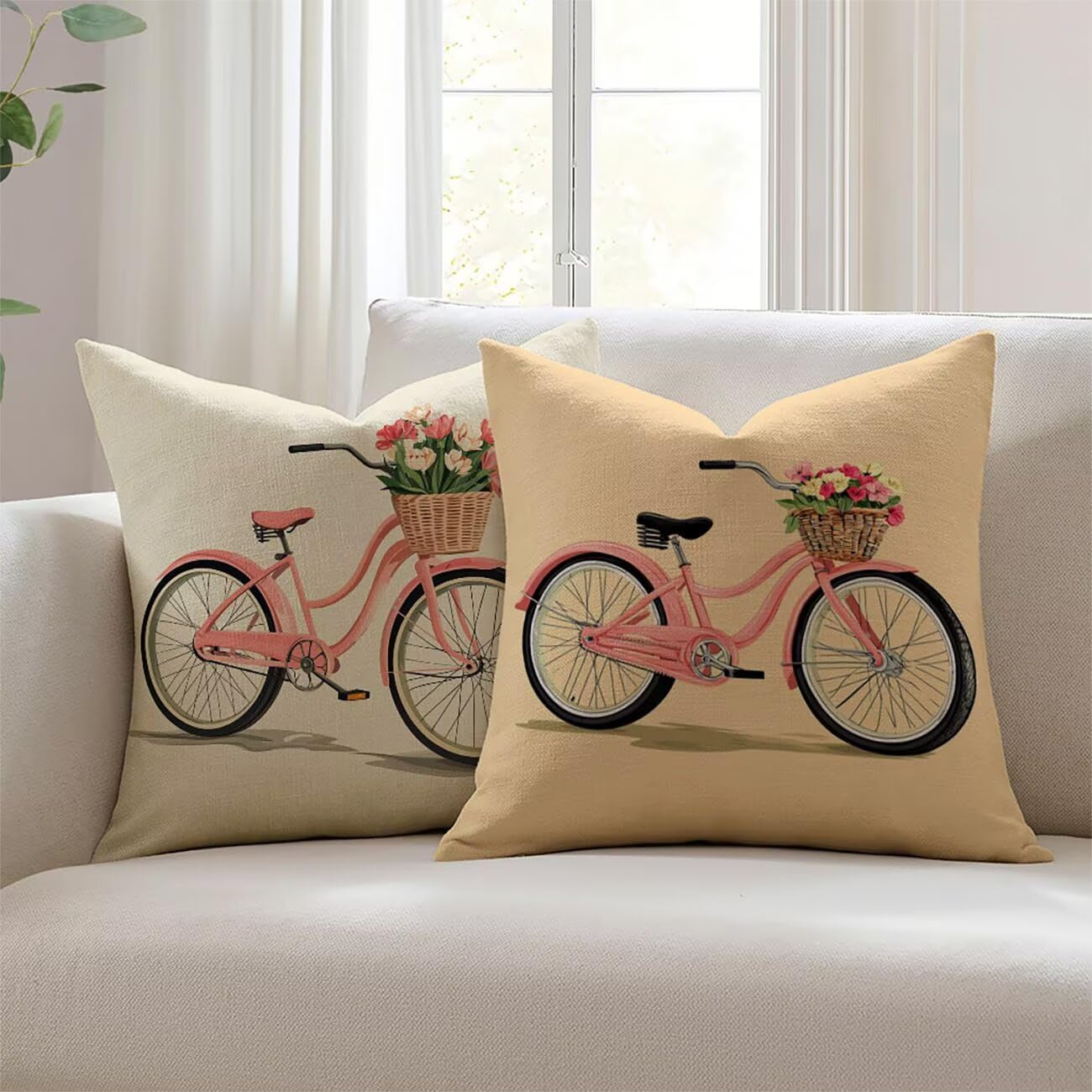 Housses de coussin pour coussin canapé lin déperlant lot de 2 pièces