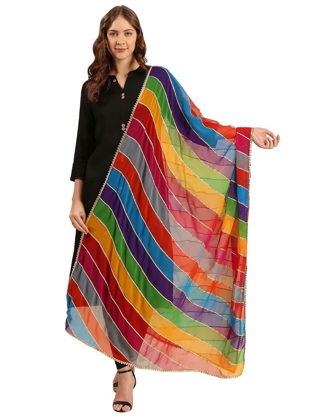 Women's Multicolour Gotta Work Georgette Dupatta.-image-41