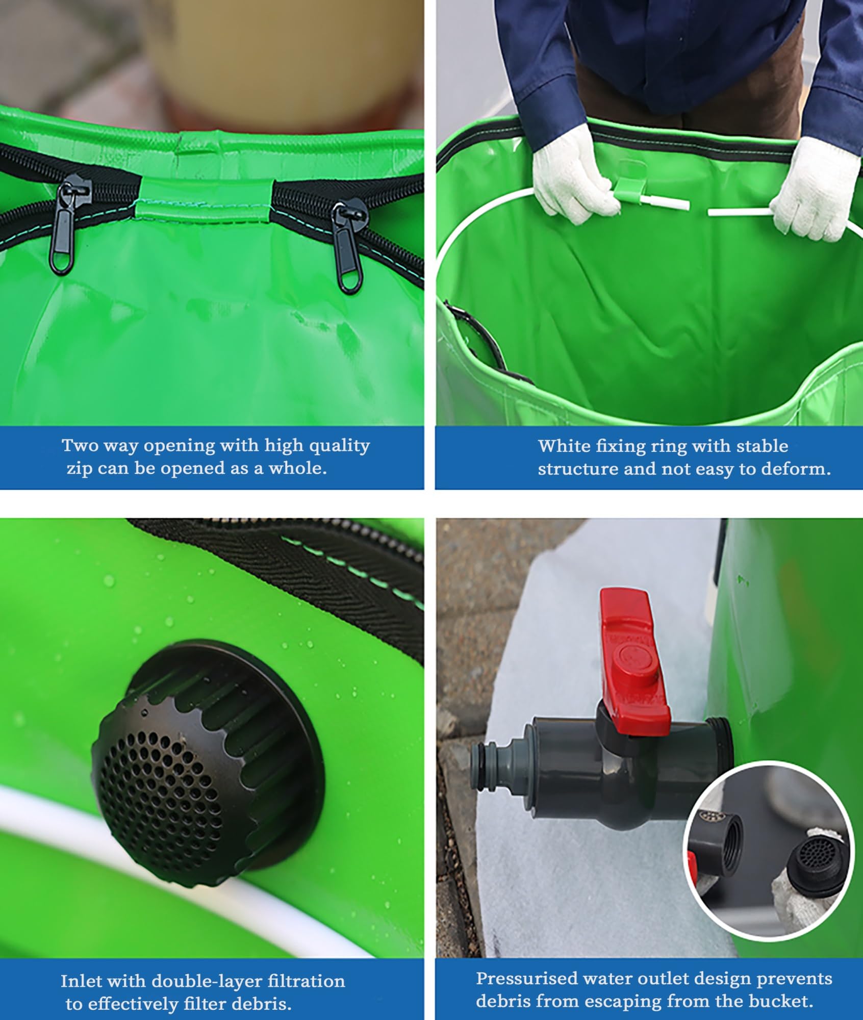 Depósito portátil de recolección de agua de lluvia con grifo de 50 l y 1000 L de capacidad, plegable, ideal para la conservación del agua ecológica