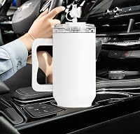 FloweryOcean 1200 ml Termosz Bögre Fogantyúval és Szívószállal - 100% Szivárgásmentes Dupla Falú Vákuumszigetelt Rozsdamentes Acél Pohár Mel 7