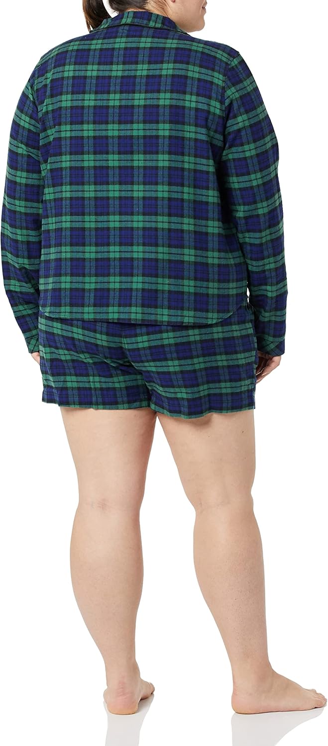 Amazon Essentials Women's Lightweight Woven Flannel Pajama Set with Shorts - Image 4