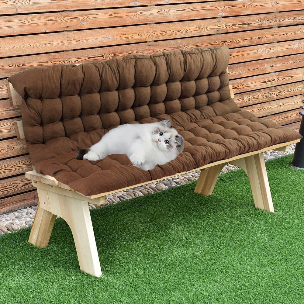 (solo cuscino per seduta), cuscini per dondolo da esterno spessi 8 cm, con schienale, cuscino di ricambio, per panca da giardino a 2-3 posti, per mobili da giardino (100 x 100 x 8 cm, marrone)