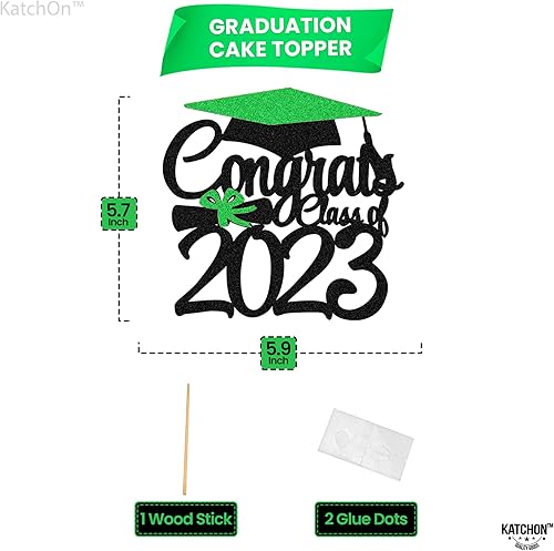 Miniatura 4 de KatchOn, Decoración para pastel de graduación con purpurina – grande, 6 pulgadas | Decoración de pastel de felicitaciones clase de 2023,