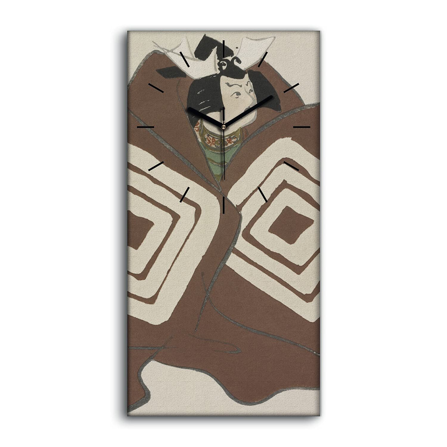 Horloge sur toile moderne samouraï 30x60cm avec mécanisme silencieux de haute précision