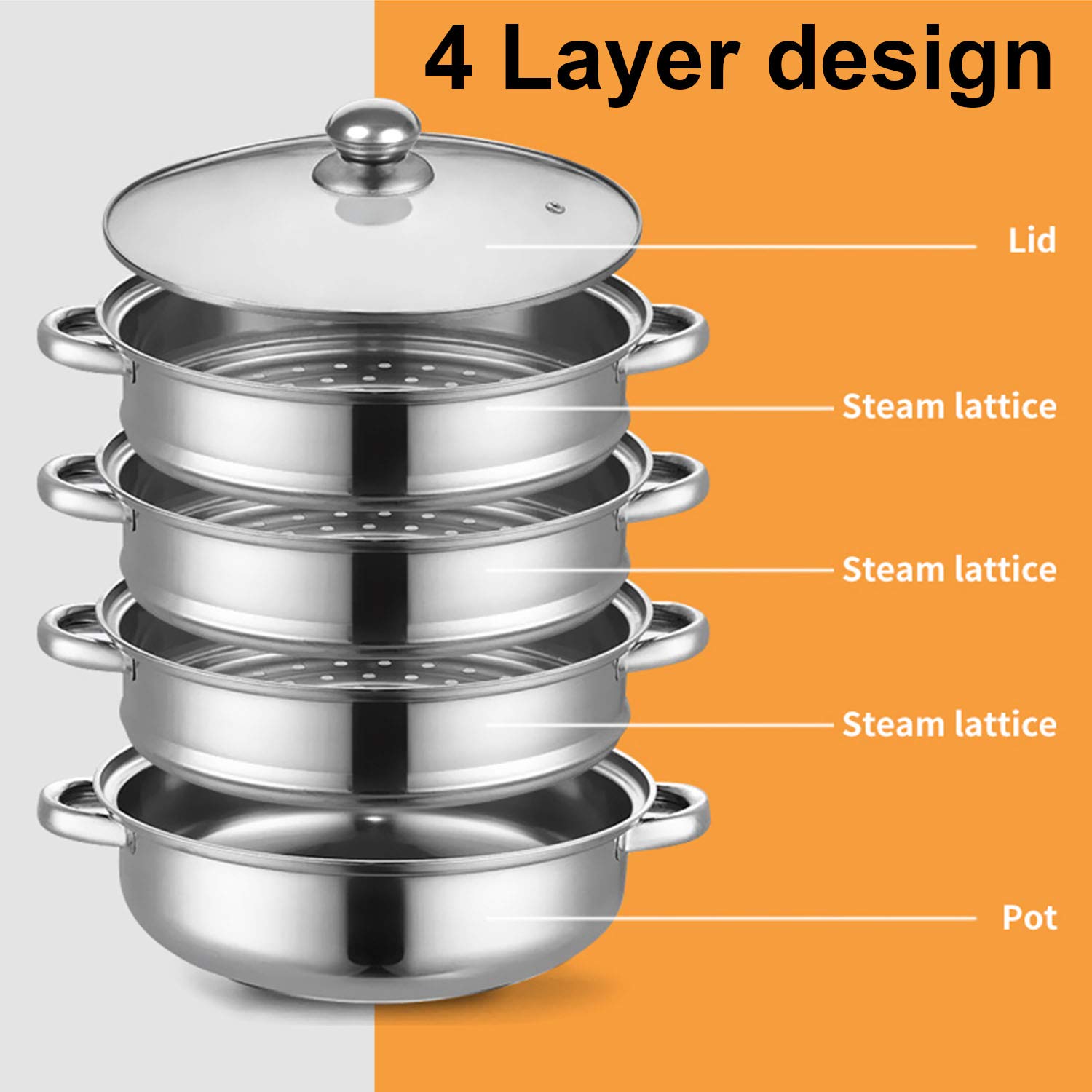 Taylor & Brown 4 Tier Steamer Three Piece Stainless Steel Steamer Pan
