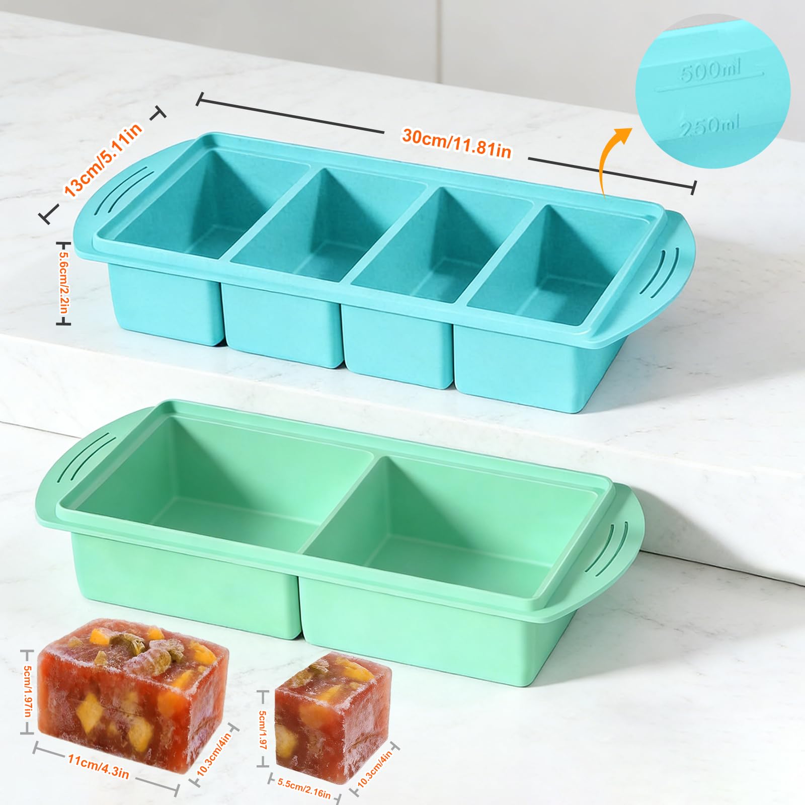 Moules à Glaçons, jeu de deux Bac à Glaçons en Silicone(Boules et Cubes