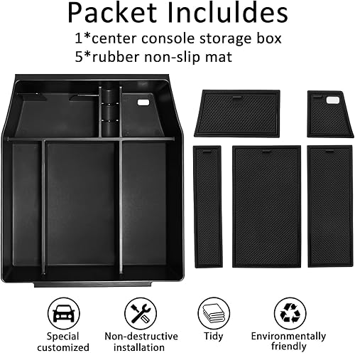 Miniatura 7 de Bandeja organizadora de consola central para Ford F150 2021 2022 2023 2024 Accesorios de interior Almacenamiento secundario Inserto de caja de