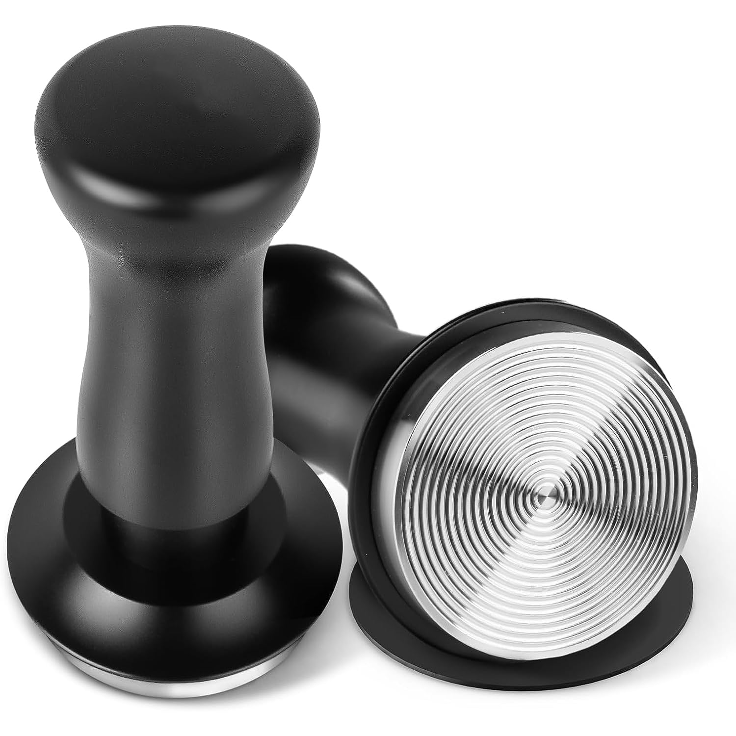 Espresso Tamper, 51mm Coffee Tamper, Adjustable Coffee Bean Press, Calibrated Dual Spring Loaded Barista Tamper with Stainless Steel Base, Comes with Aluminum Storage Pad (51MM, Black)