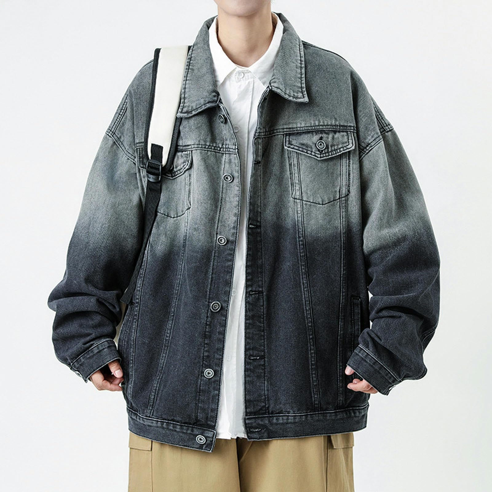 Giacca di Jeans da Uomo, Abbigliamento Primaverile in Denim, Moda Maschile, Giacca di Jeans da Uomo, Top da Uomo - Blu - XXL