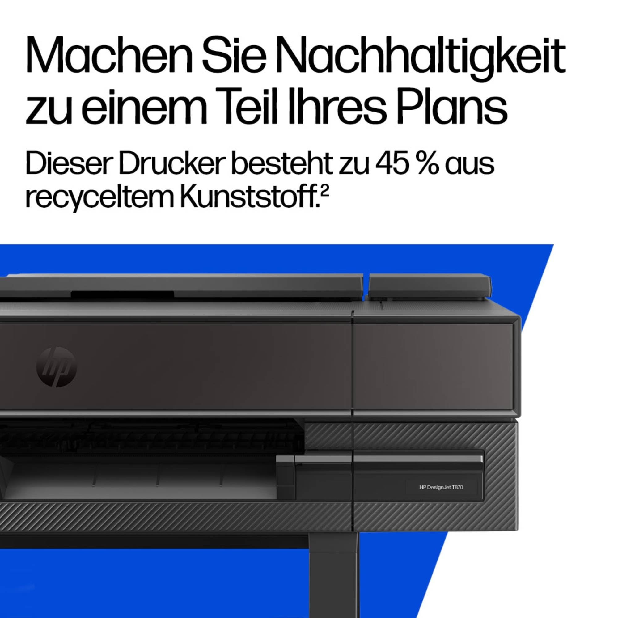 HP DesignJet T870 61 cm (AM0X9A), Großformatdrucker Plotter, A4–A1/D, bis zu 120 A1 Drucke/Std, WLAN, Ethernet, USB, 2400 x 1200 DPI, Flex Tech, 2 Jahre Garantie, Schwarz
