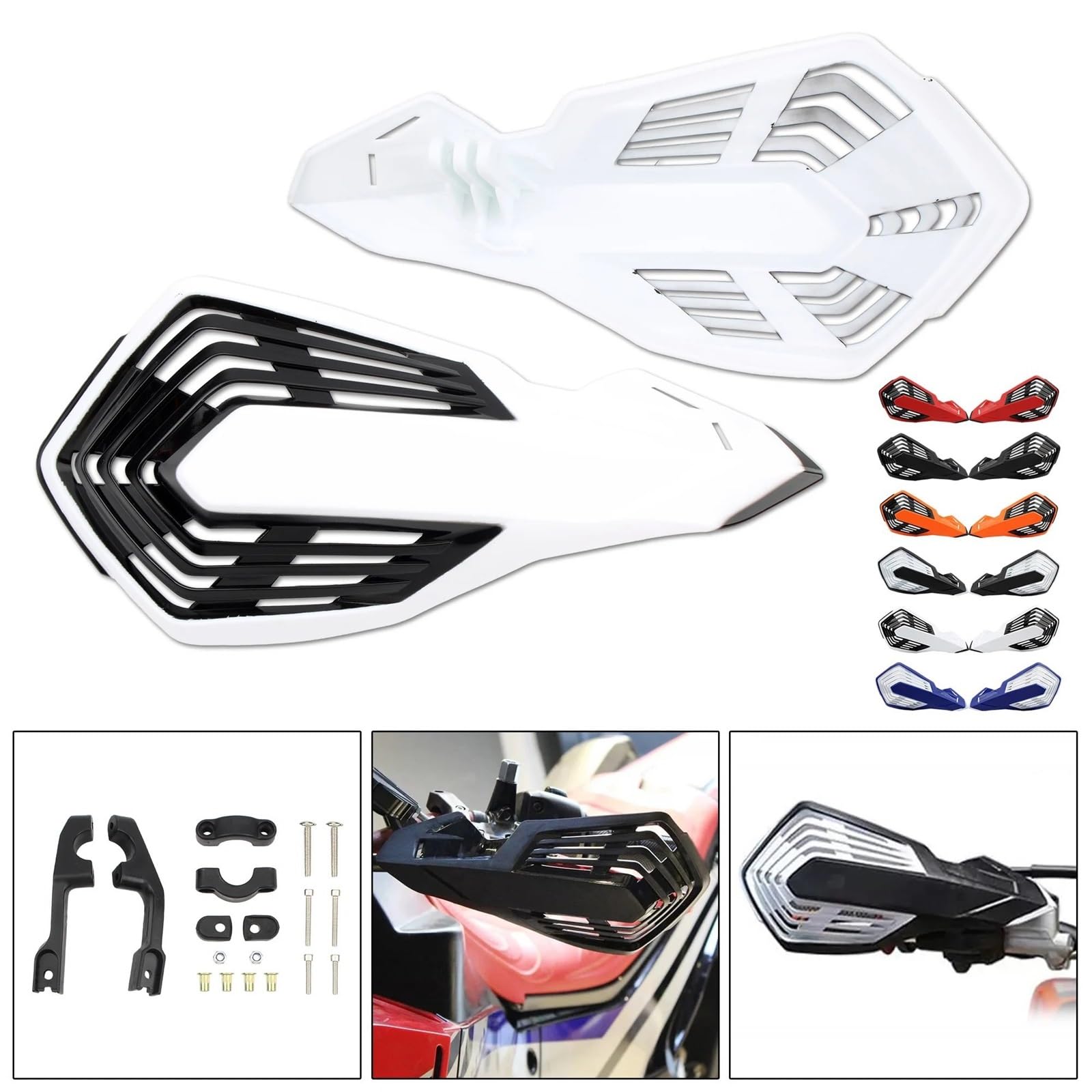 Ochraniacze dłoni Pasuje do HONDA pasuje YAMAHA EXC KLX YZF CRF ochrona osłona dłoni motocykla Protector motor terenowy Enduro(Black-white)