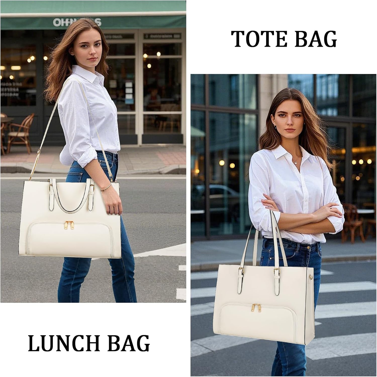 KKXIU Lunch Tote Bag for Women 15.6 Inch Laptop Briefcase Professional Work Purse with Insulated Lunch Compartment Handbags - Image 2