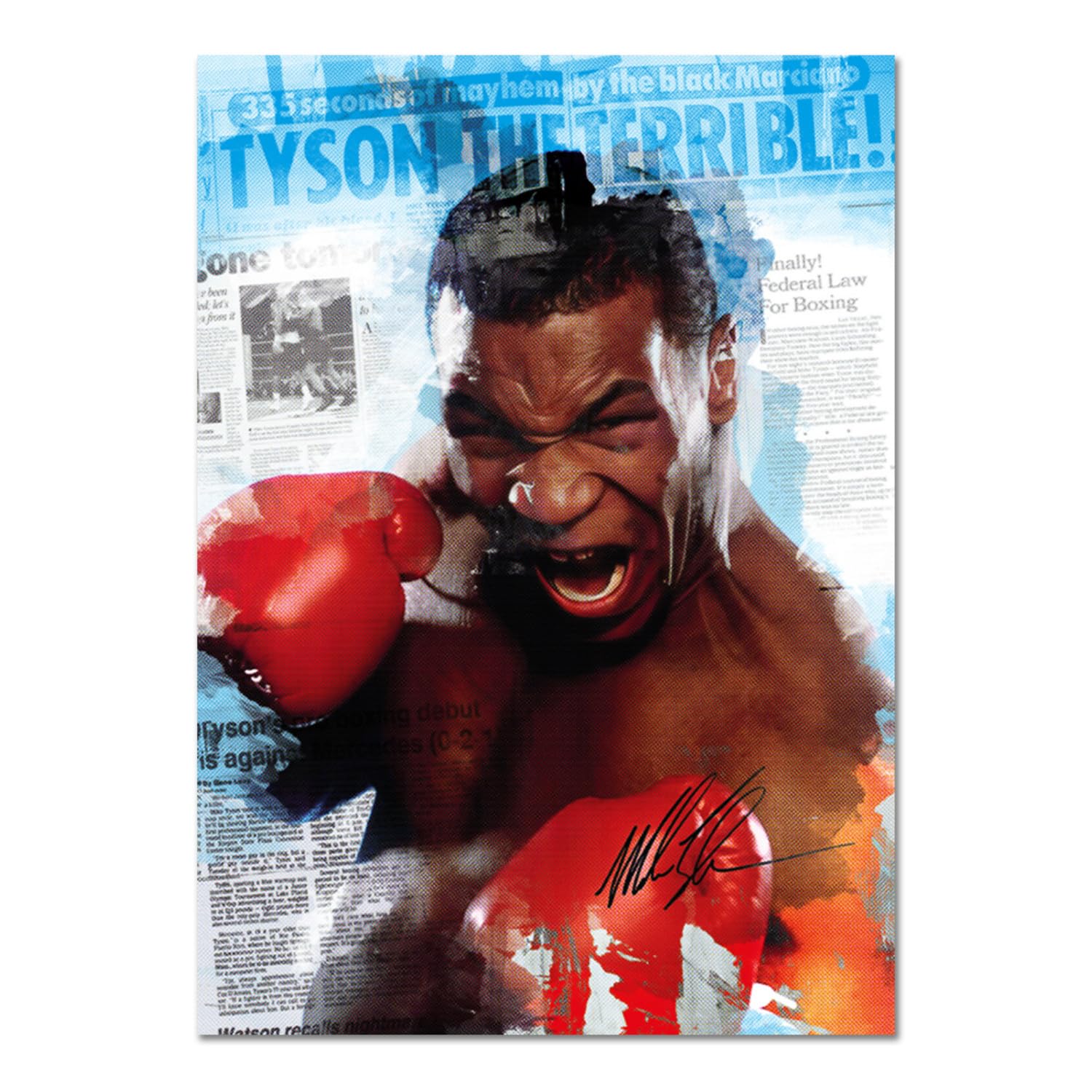 Toile Mike Tyson 70x100cm Sur Verre Acrylique - Prêt à Accrocher - Déco Murale Style Boxing