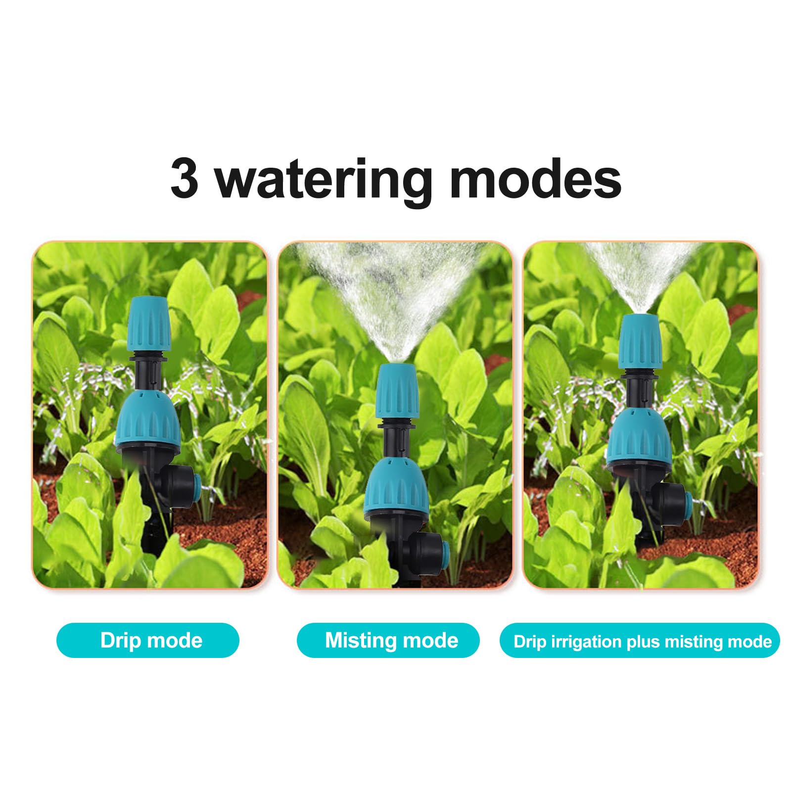 di Irrigazione a Goccia, Kit di Irrigazione da Giardino in Lega di Alluminio PE con 3 modalità Regolabili Testine di Spruzzo Girevoli per di Piante da Giardino, Serra, Balcone