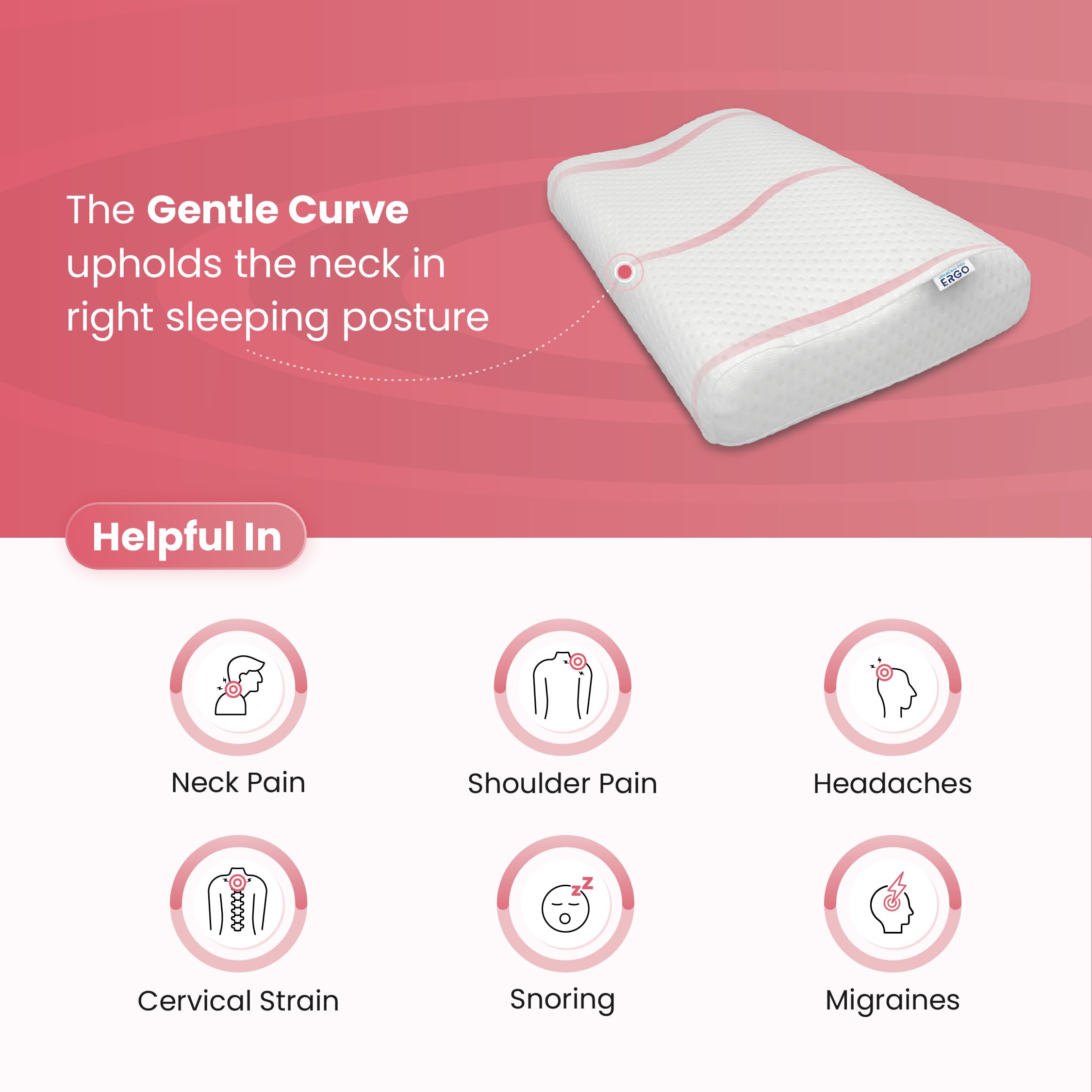 UltraCare PRO Ergo Cervical Neck Pillow | Improves Sleep & Posture | Designed by Orthopadeics | Memory Foam | Dual Height | | Neck, Cervical & Shoulder Pain Relief Cushion 1