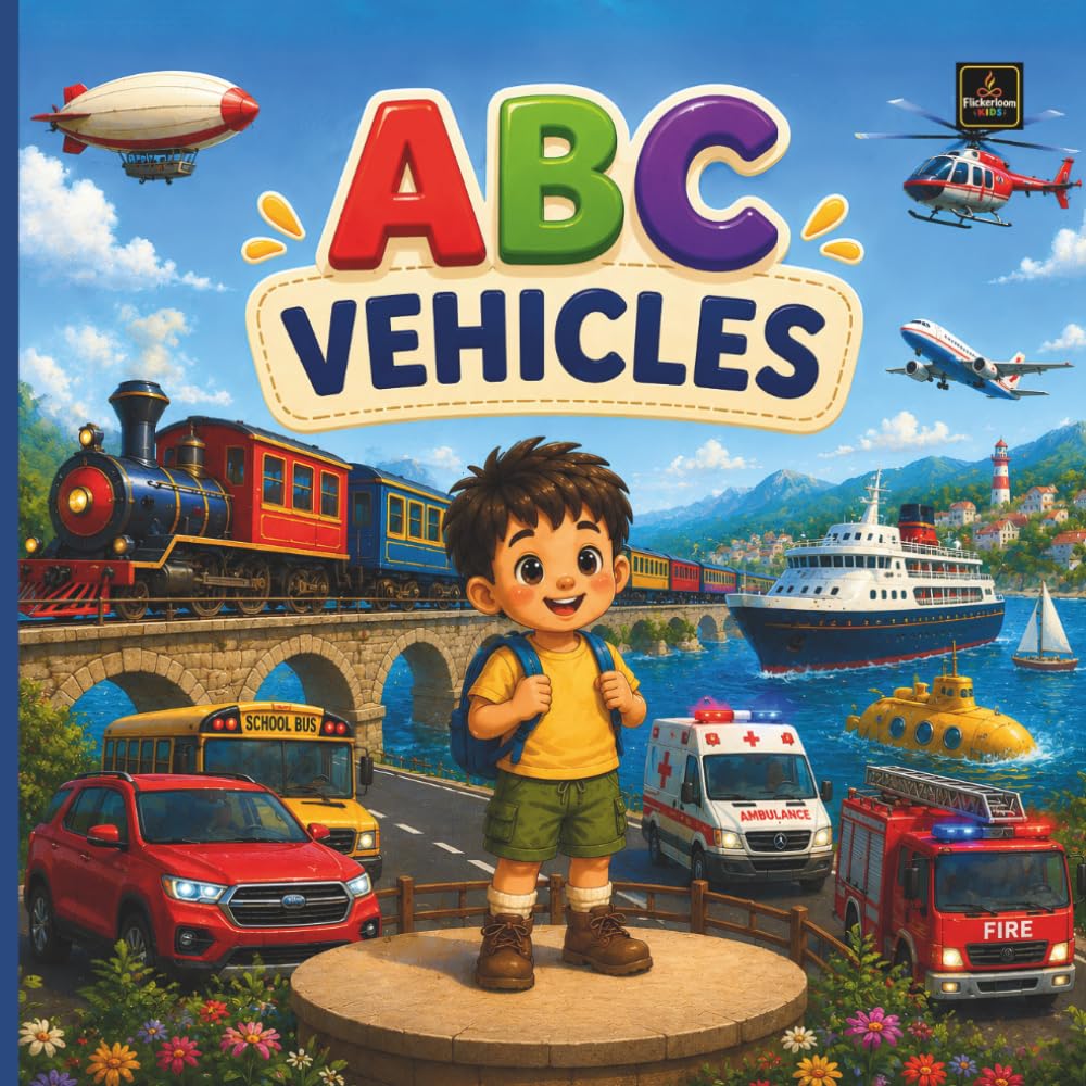 Learn ABC With Vehicles: Learn Letters A to Z with Amazing Vehicles Around Us (Flickerloom ABC Adventure)
