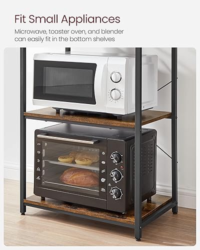 Miniatura 7 de VASAGLE Coffee Bar, 23.6 Inches Baker's Rack for Kitchen with Storage, 6-Tier Kitchen Shelves with 6 Hooks, Microwave Stand, Industrial, Rustic café