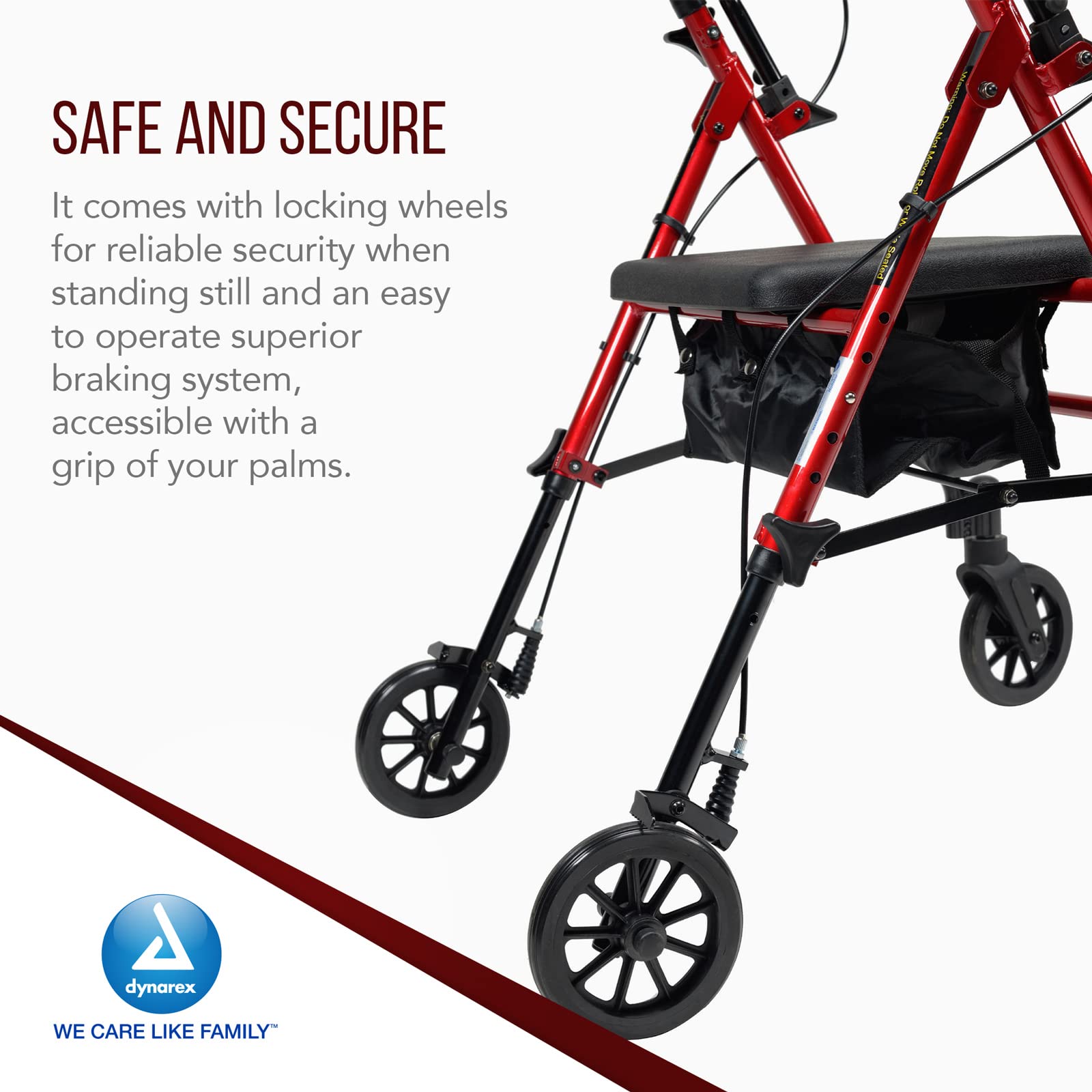 DynaGo Flex Foldable Aluminum Rollator with Adjustable Seat Height and Detachable Caster, Red — Amazon image 5