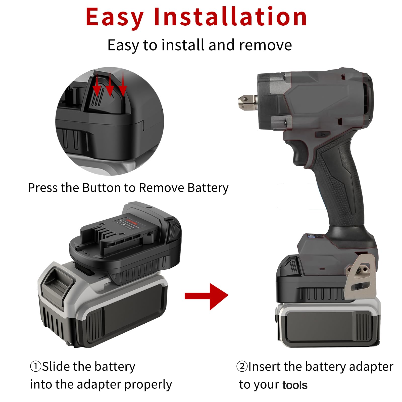 1x Adapter for Milwaukee M18 DeWalt 20v Battery To for Older V-18 1x Adapter for Milwaukee M18 DeWalt 20v Battery To for Older V-18