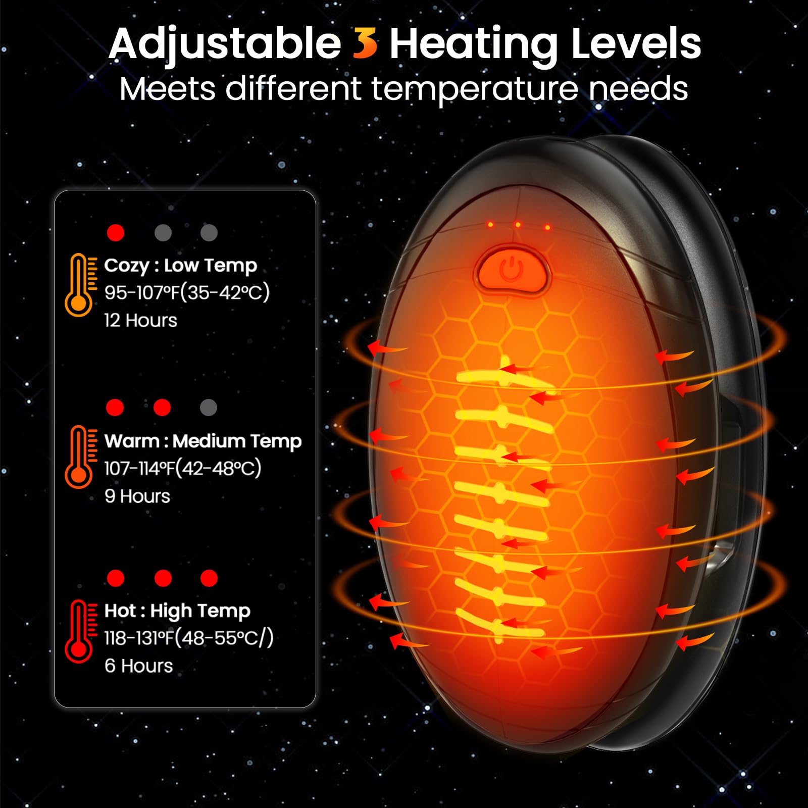Hand Warmers Rechargeable, AI Smart Chip Temperature Control Pocket Electric Handwarmers, 2 in 1 Electric Football Hand Warmer for Outdoor Golf Hunting Camping, for Men Women Kids