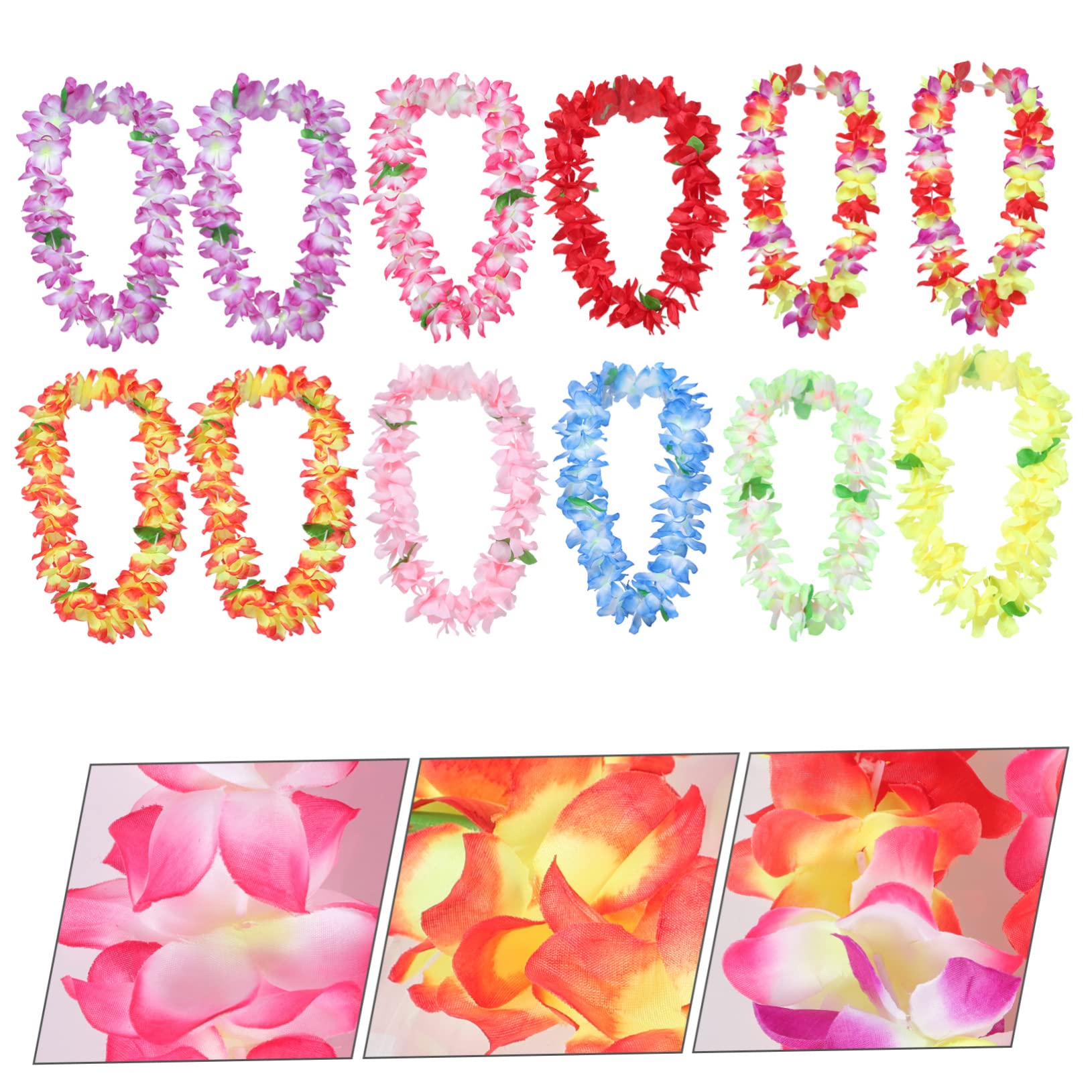 12piezas Collar Hawaiano Luau Collar De Guirnalda Floral De Fiesta Hawaiana Para Adultos