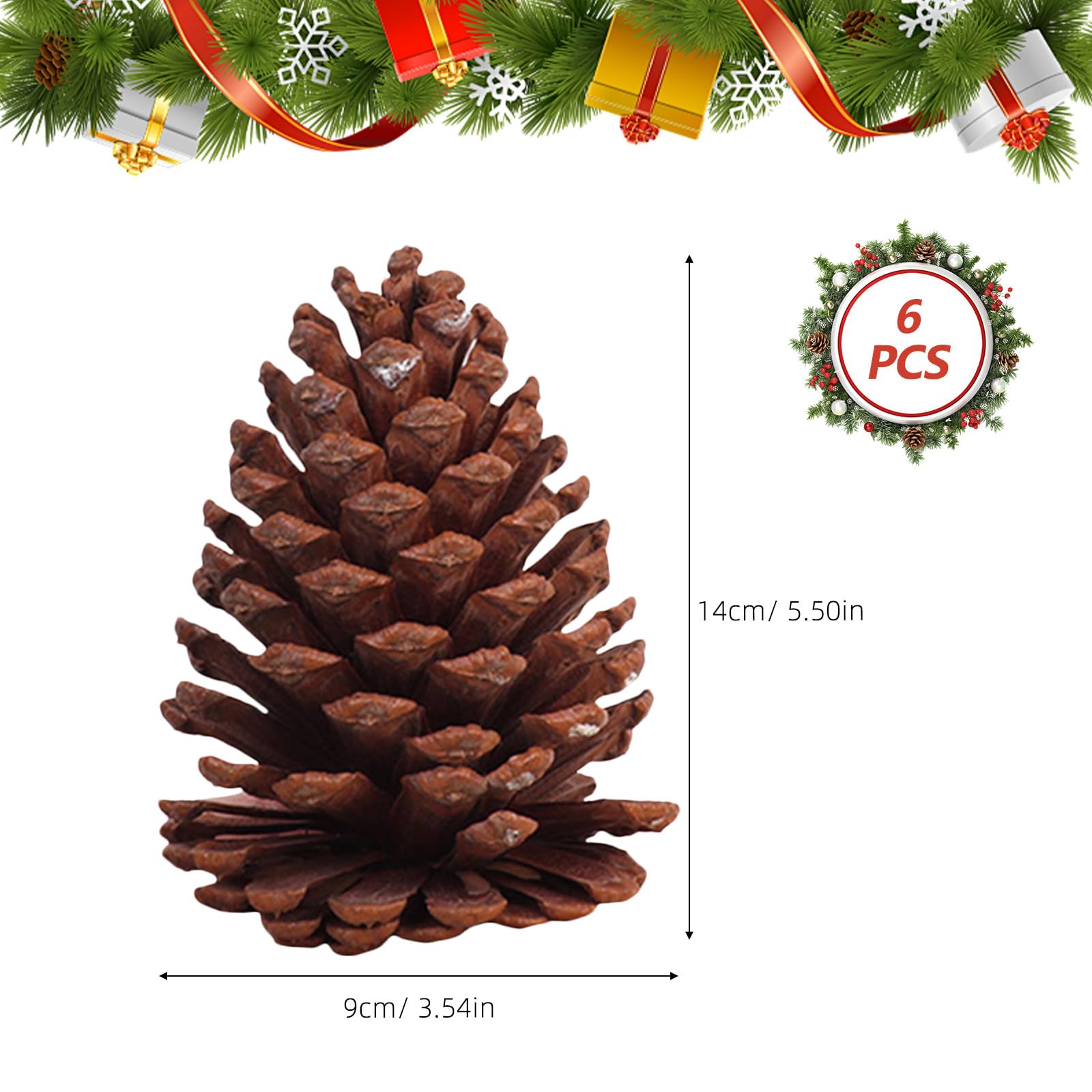 Natürliche Kiefernzapfen und Foto Requisiten zum Basteln 6 Stück Braune Tannenzapfen als Weihnachtsdeko für Indoor Dekoration