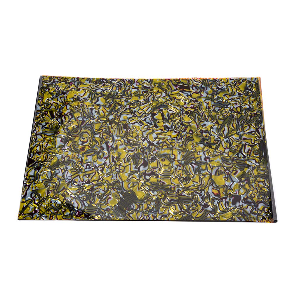 Alnicov Blank Guitar Pickguard Material Scratch Plate Backplate Sheet 11.5X17Inch 3Ply for Electric Guitar Bass Pickguard Custom,Black Yellow Pearl Shell
