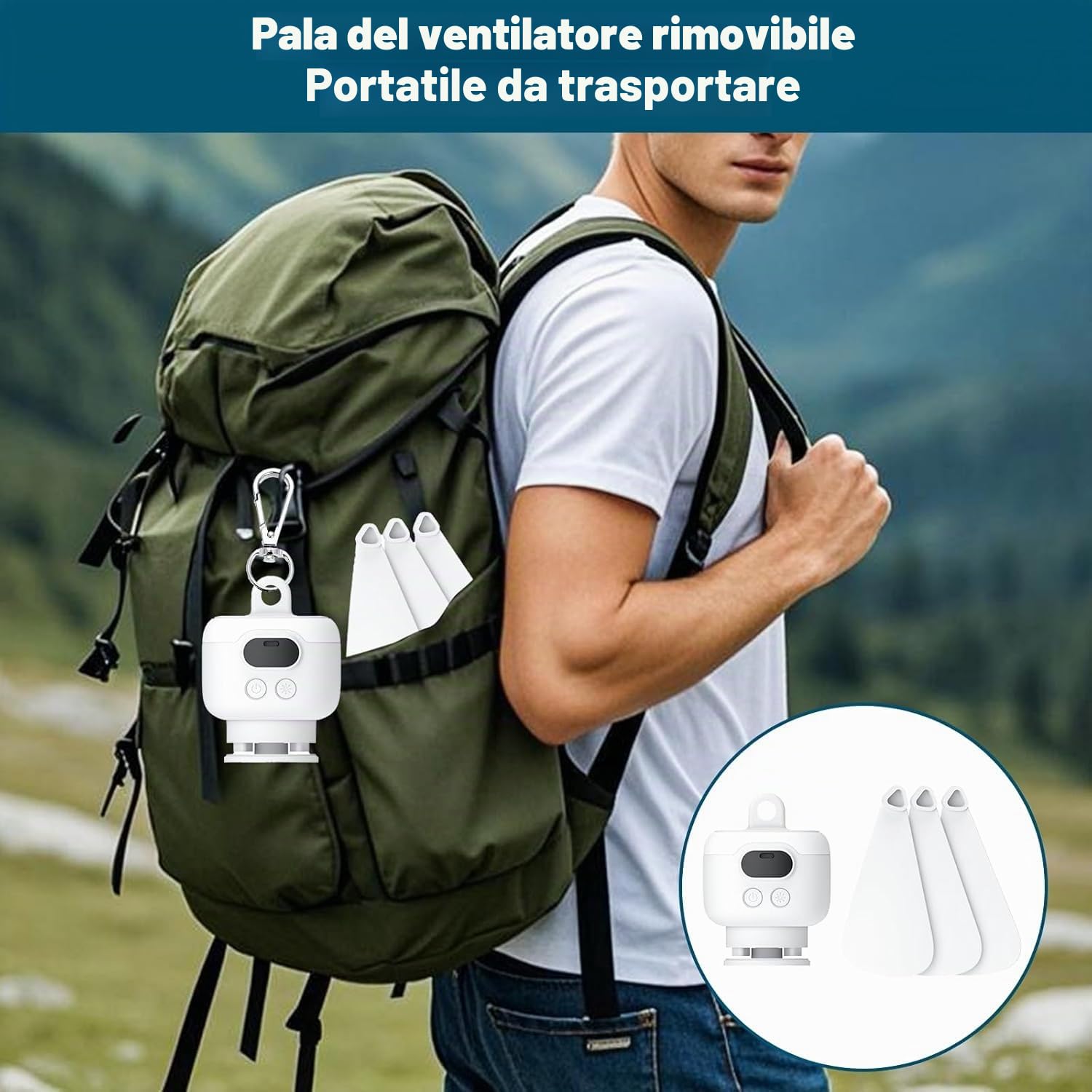 Ventilatore a Batteria con Luce a Soffitto, Ventilatore a Soffitto Solare con Illuminazione, Ventilatore da Esterno con Luce a Soffitto, Gancio per Appendere, LED, Ventilatore con Luce Regolabile e