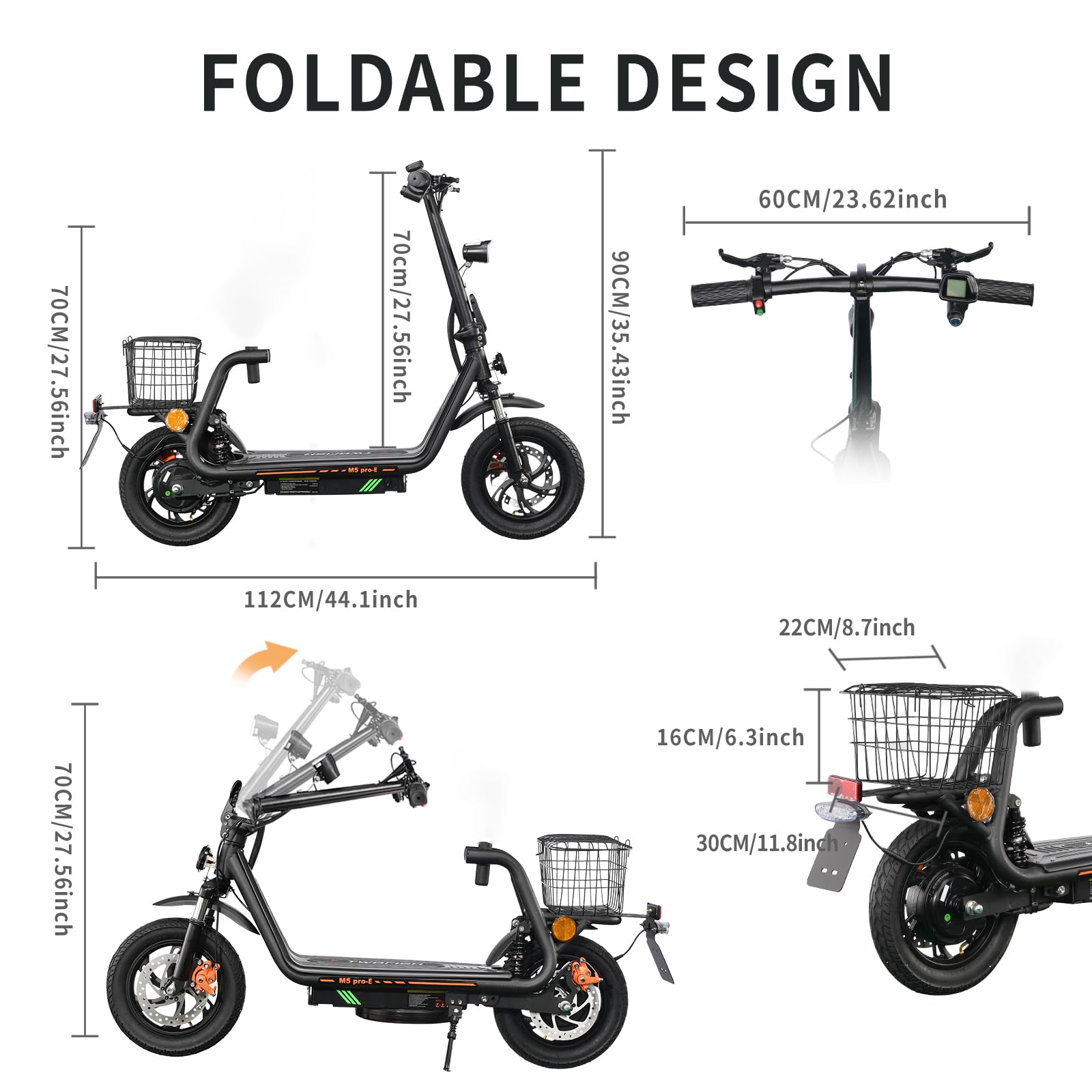 TWOFISH E Scooter M5-PRO-E - Straßenzugelassen, 30 Km Reichweite, 500W Motor - Ideal Für Den Stadtverkehr