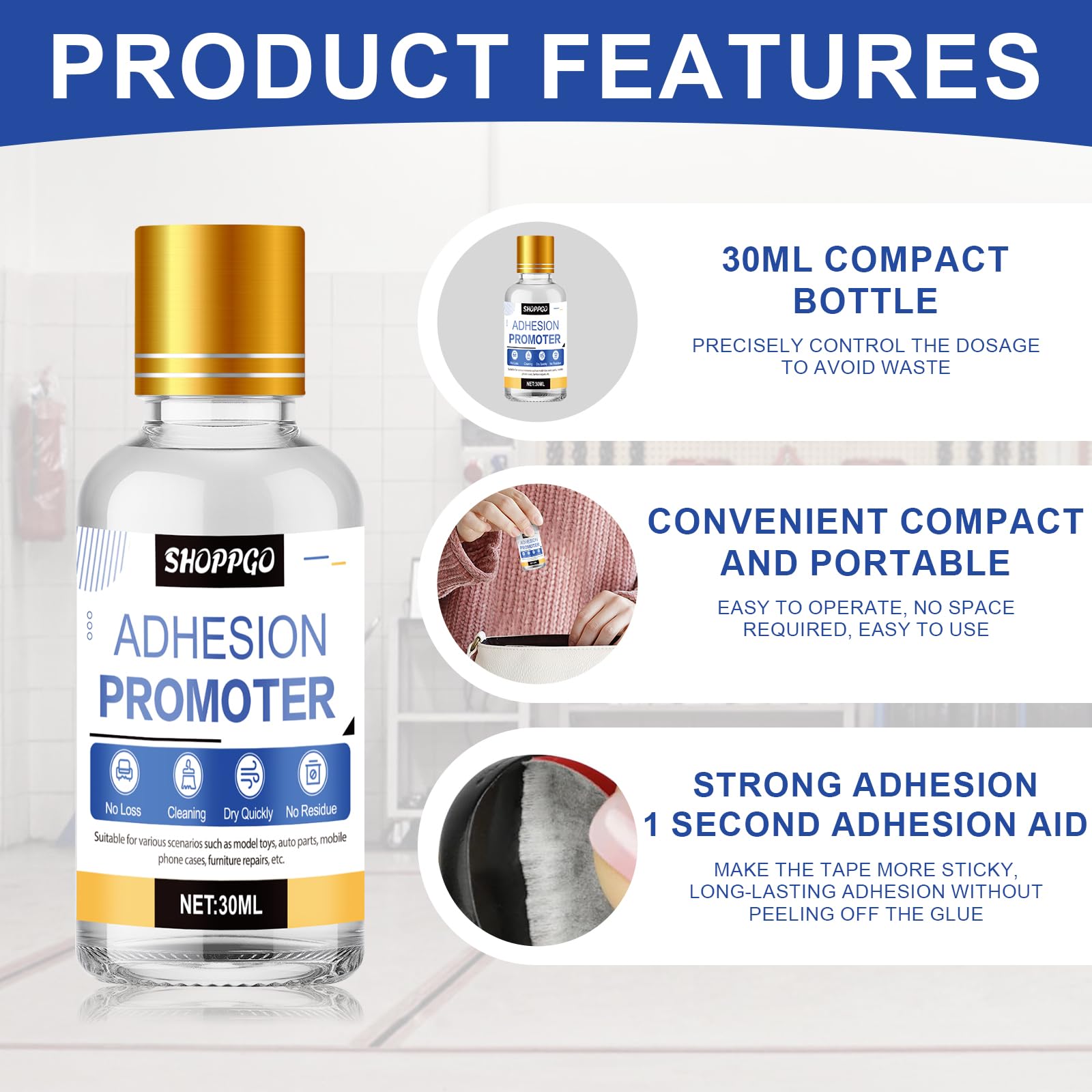 Primer per Plastica, 30 ml, Primer, Colla per Plastica, Promotore di Adesione, Metallo/plastica/Incollaggio Rapido e Riparazione