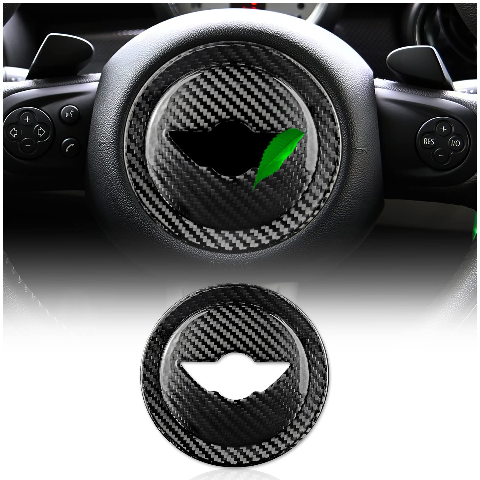 KUNGKIC Housse de volant en fibre de carbone pour Mini Clubman R55 R56 R57 R58 R59 R60 Countryman R61 2006 2007 2008 2009 2010 2012 Accessoire de marquage central Noir KUNGKIC Housse de volant en fibre de carbone pour Mini Clubman R55 R56 R57 R58 R59 R60 Countryman R61 2006 2007 2008 2009 2010 2012 Accessoire de marquage central Noir