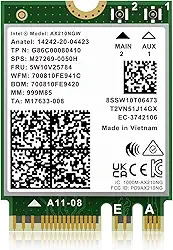 Placa sem fio WiFi 6E Intel AX210NGW, Bluetooth 5.3 Tri-Band 5400Mbps M.2/NGFF para PC Laptop AX210 placa de rede compatível com Windows 10/11 (64 bits)