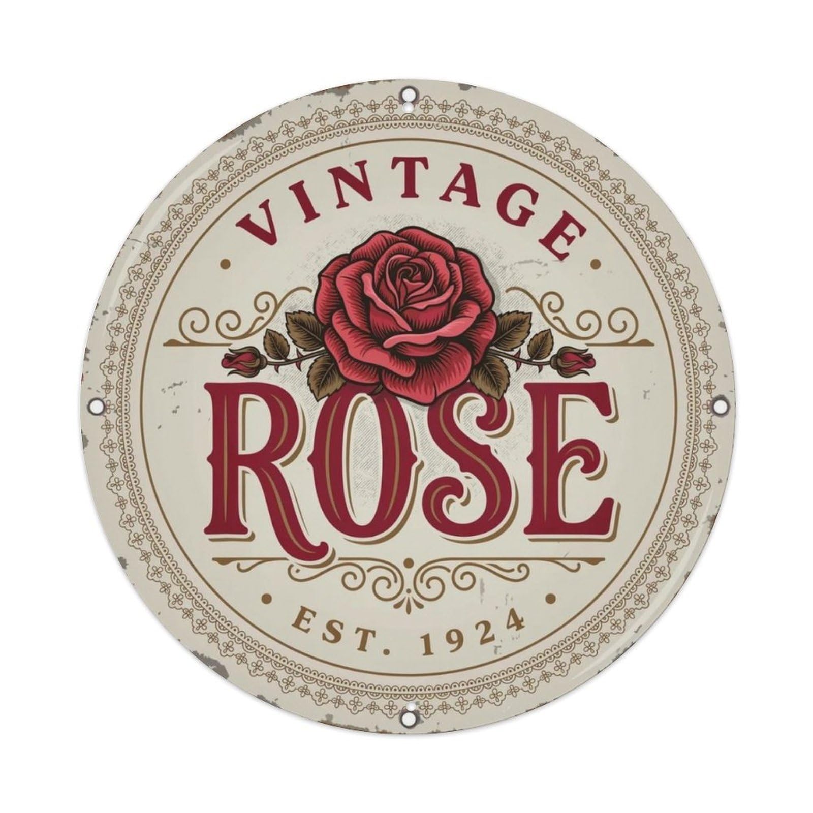 Vintage Rose Victorian Metal Tin Sign Plaque