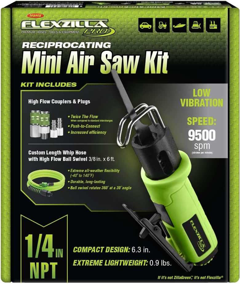 Uр Tо 40% оƒƒ Flexzilla Pro Reciprocating Mini Air Saw Kit, with 3/8″ x 6′ Whip Hose w/Ball Swivel, and Flexzilla Pro High Flow Couplers and Plugs - AT8565FZ Gеt Dіѕсоunt оƒƒеr Flexzilla Pro Reciprocating Mini Air Saw Kit, with 3/8″ x 6′ Whip Hose w/Ball Swivel, and Flexzilla Pro High Flow Couplers and Plugs - AT8565FZ