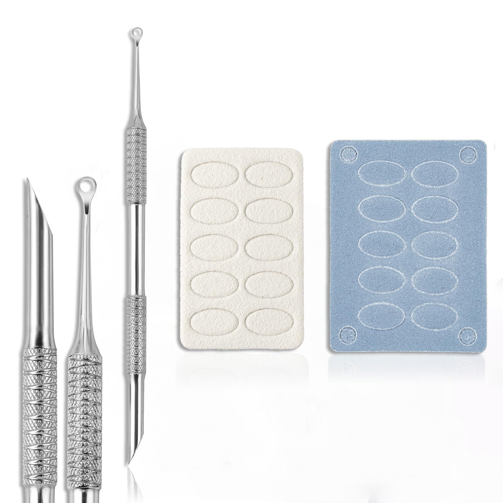 Vorbehandlung Nagelhautschieber, Russian Prep Nail Pushers, Dual Ended Cuticle Remover with 100/180 Grit Sandpaper Sheets, Nail Care for Manicure Pediicure Nail Art