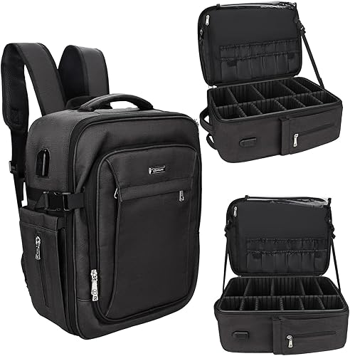 Relavel Estuche de maquillaje extra grande de viaje, estuche de tren de maquillaje profesional, bolsa organizadora de uñas portátil, caja de