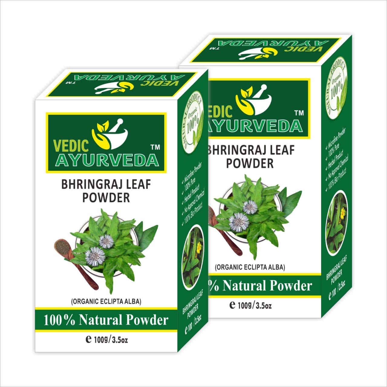 VEDICAYURVEDA 100% Natural Bhringraj Powder for Hair & Skin Care, Clears Out Acne And Acne Scars, Natural Glowing Agent, Reduce Hair Fall, Dandruff, increase Healthy Hair Growth protection-Set of 2-image-5