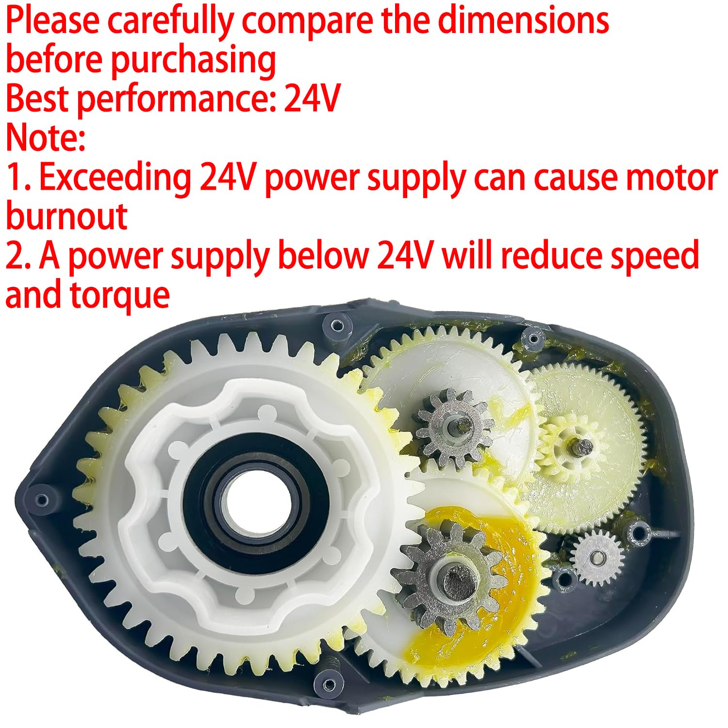 Caja De Engranajes Reductora De Alta Velocidad Para Coche Eléctrico Infantil – Motor FY-750 RS775 24V 25000 RPM – Repuesto De Metal Y Plástico