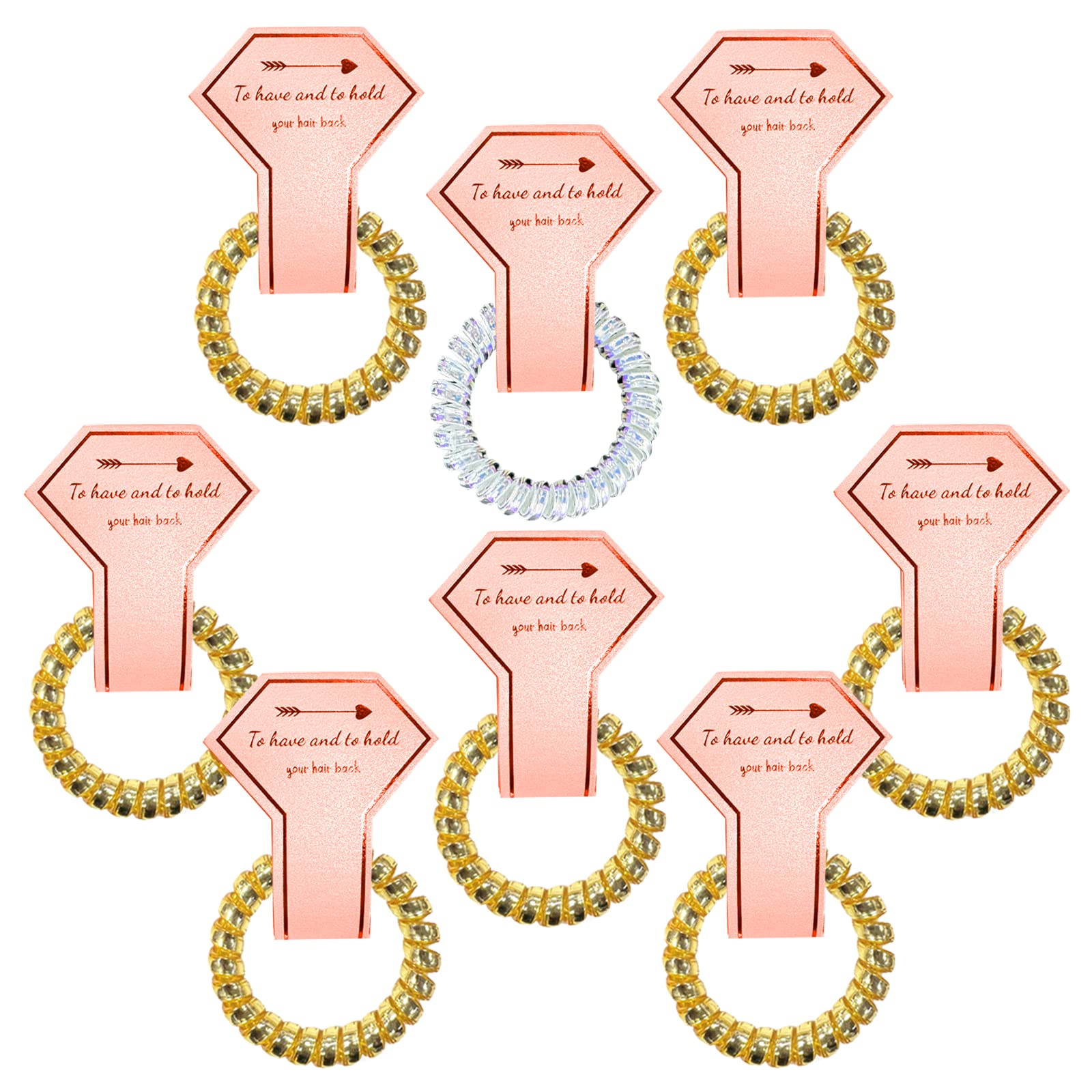 Penubuy 8 Pcs Metallic Bachelorette Spiral Hair Ties Set, Spiral Hair Scrunchies for Bridesmaid Gifts Bridal Shower